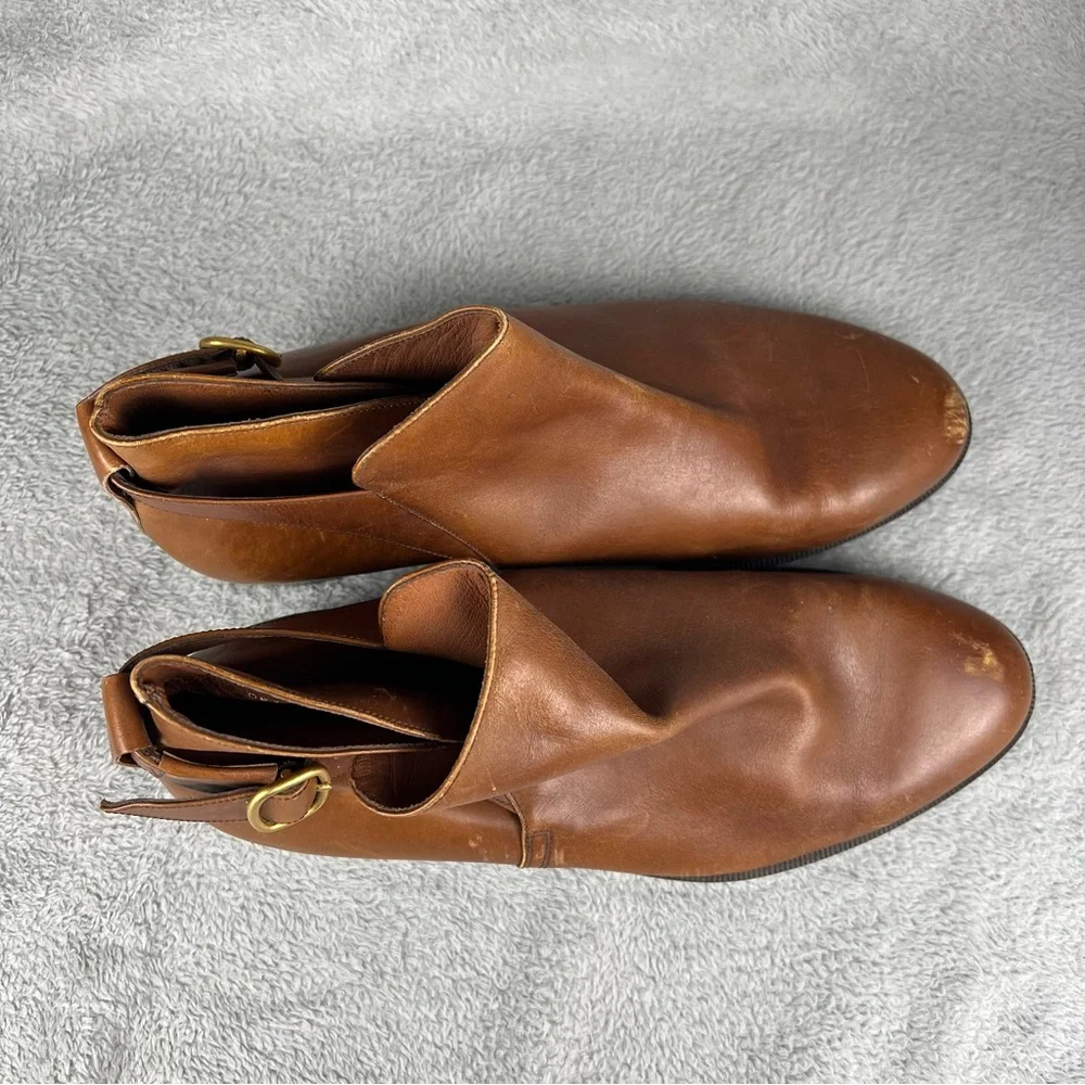 Bruno Magli Ankle Boots Men’s Size 11.5 Brown Leather Buckle Strap Almond Toe